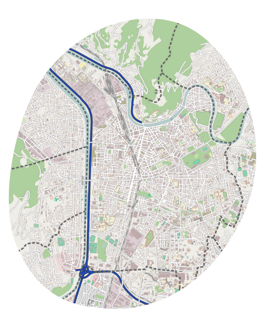 Plan de la ville de Grenoble, dans l'Isère